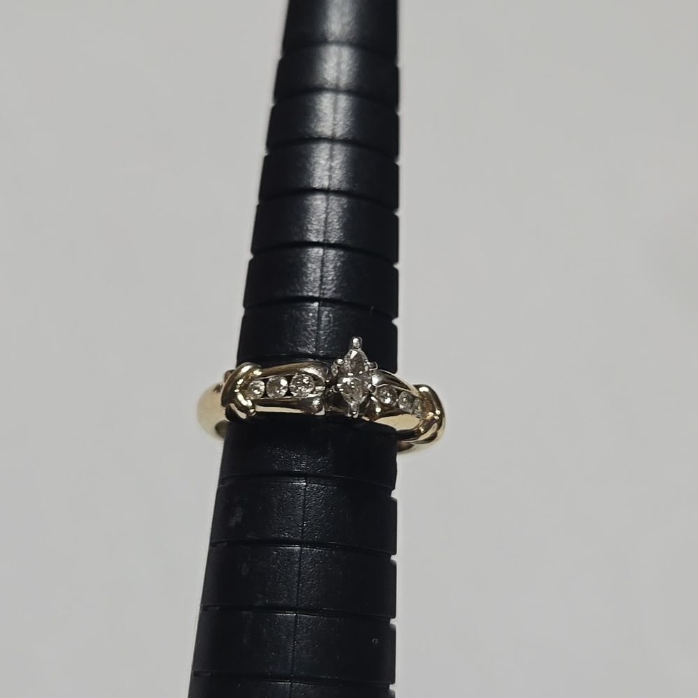10k Yellow And White Gold Diamond Ring